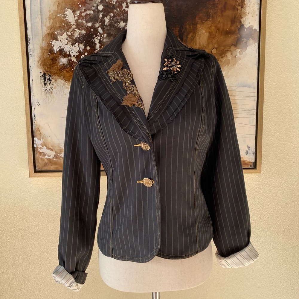True Meaning pin striped blazer jacket size 6 NWOT~